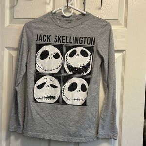 Disney Gray Jack Skellington Long Sleeve Tee